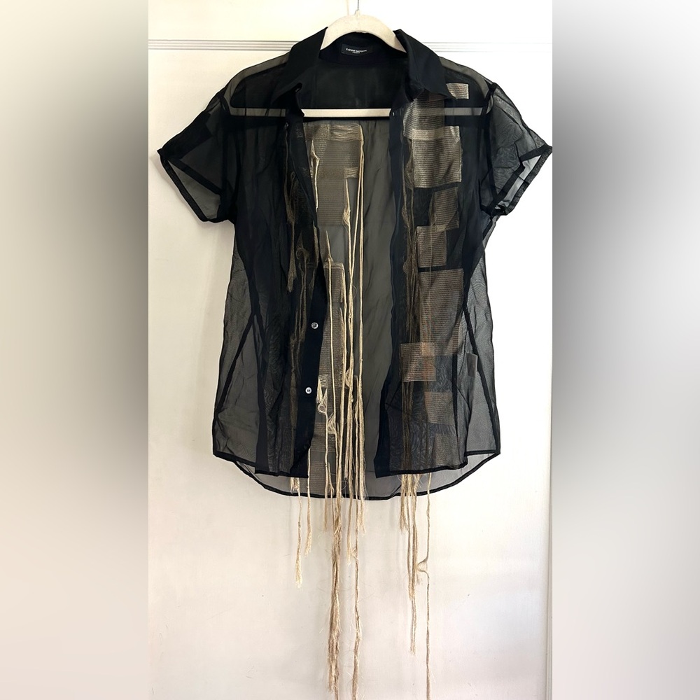 Rare Mens Costume National Homme Sheer Black Shirt Size 48 Made in Italy